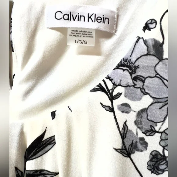 Calvin Klein Sleeveless Floral Print Top Sz Large - Picture 3 of 5